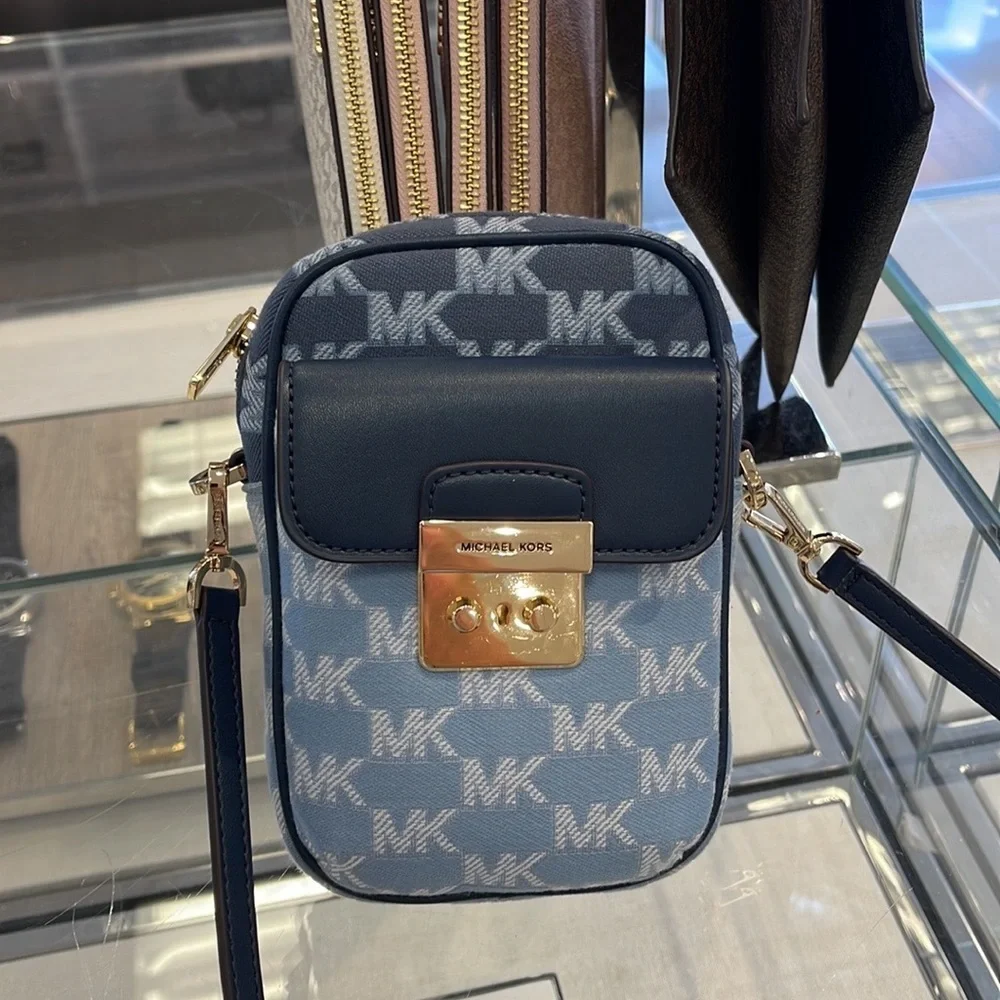 Michael Kors Sloan Editor Small Phone Logo Jacquard Crossbody Butter Multi